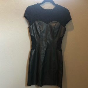 Black Pleather and Lace Dress
